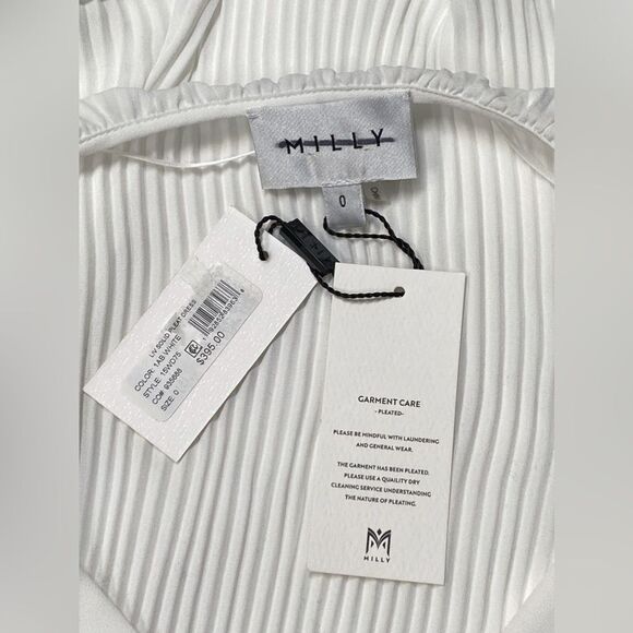 Milly Pleated Belted Long Sleeve Dress size 0 - Picture 9 of 10